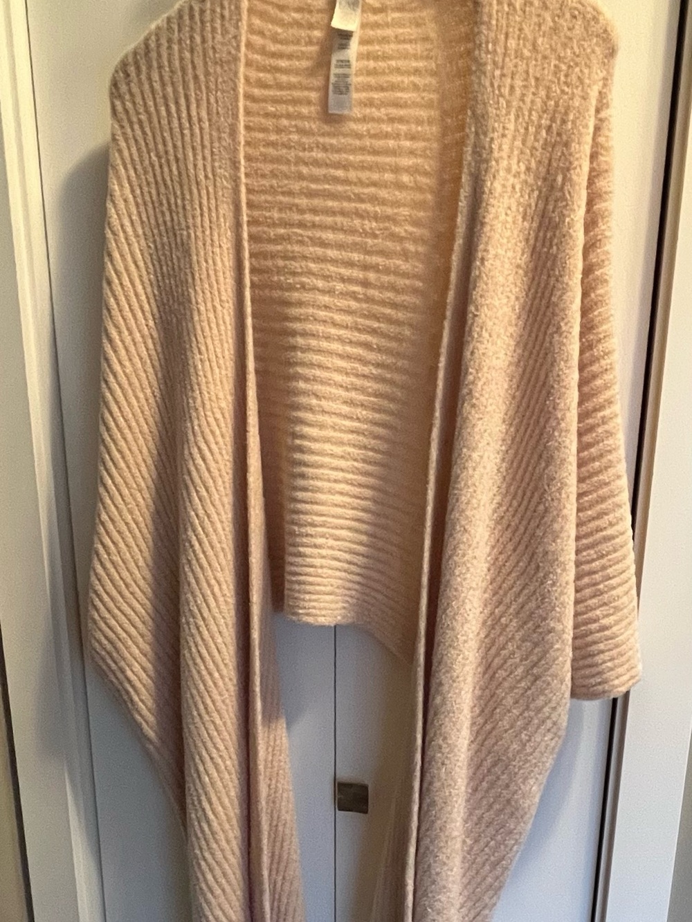 Chico's Cozy Open Front Cream Ribbed Sweater
